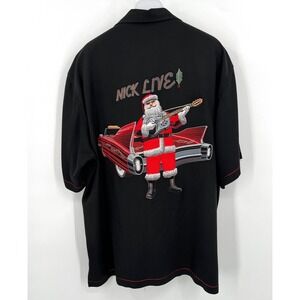 Tori Richard 100% Silk Shirt Embroidered Santa Christmas Rockabilly Size XL